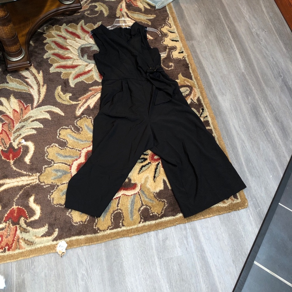 Emma & Michele Black Sleeveless Wrap crop jumpsuit